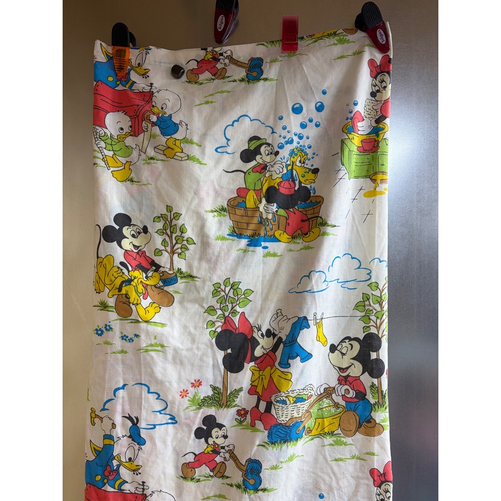 Disney Mickey Mouse Montgomery Ward Bed Sheet White All Over Print Chores Craft